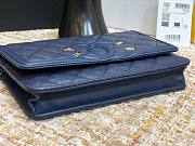 Chanel Metallic Grined Deep Blue Calfskin CC Wallet WOC Bag | A84451 - 2