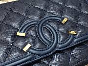 Chanel Metallic Grined Deep Blue Calfskin CC Wallet WOC Bag | A84451 - 5