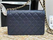 Chanel Metallic Grined Deep Blue Calfskin CC Wallet WOC Bag | A84451 - 4