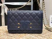 Chanel Metallic Grined Deep Blue Calfskin CC Wallet WOC Bag | A84451 - 6