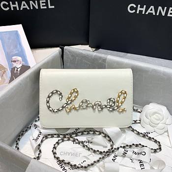 Chanel Calfskin Chain CHANEL Wallet on Chian WOC White 2020