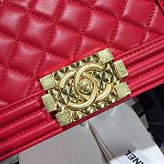 Chanel Original Lambskin Leather Boy Flap Bag Red 20cm - 3