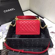 Chanel Original Lambskin Leather Boy Flap Bag Red 20cm - 5