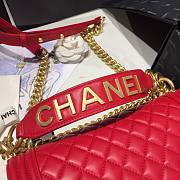 Chanel Original Lambskin Leather Boy Flap Bag Red 25 cm - 5