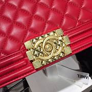 Chanel Original Lambskin Leather Boy Flap Bag Red 25 cm - 4