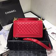 Chanel Original Lambskin Leather Boy Flap Bag Red 25 cm - 3