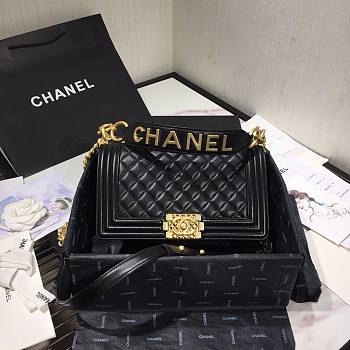 Chanel Original Lambskin Leather Boy Flap Bag Black 25 cm