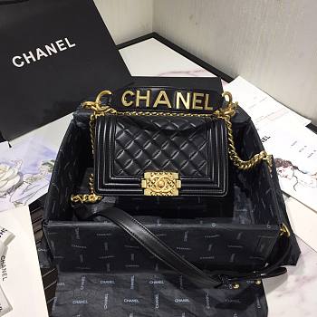 Chanel Original Lambskin Leather Boy Flap Bag Black 20 cm