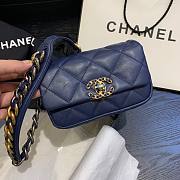 Chanel Lambskin Leather 19 Mini Crossbody Flap Bag Blue AS1163 - 1