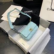 Chanel Lambskin Leather 19 Mini Crossbody Flap Bag Light Blue AS1163 - 4