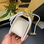 Chanel Calfskin Patchwork Chevron Boy Flap Bag White 20cm | A67086 - 2
