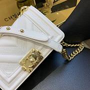 Chanel Calfskin Patchwork Chevron Boy Flap Bag White 20cm | A67086 - 6