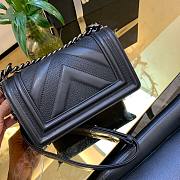 Chanel Calfskin Patchwork Chevron Boy Flap Bag Black 20cm | A67086 - 5