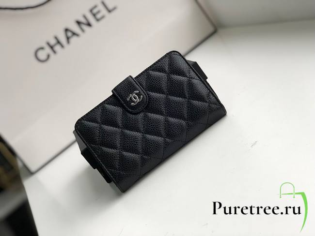 Chanel flap grained leather wallet black - 1