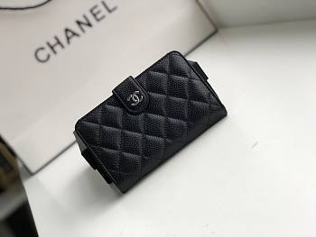 Chanel flap grained leather wallet black