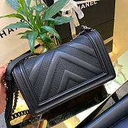 Chanel Calfskin Patchwork Chevron Boy Flap Bag Black 25cm | A67086 - 4