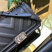 Chanel Calfskin Patchwork Chevron Boy Flap Bag Black 25cm | A67086 - 5
