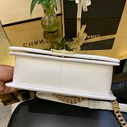 Chanel Calfskin Patchwork Chevron Boy Flap Bag White 25cm | A67086 - 6