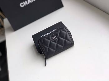 Chanel Lambkin Classic Zipped Card Holder 