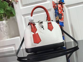LV Alma BB handbag in White/Red Monogram Vernis Leather