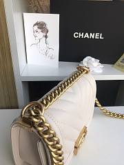 Chanel Iridescent Chevron Grained Leather Boy Flap White Bag / Gold Hardware 20cm - 4