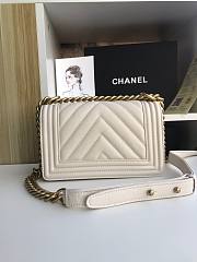 Chanel Iridescent Chevron Grained Leather Boy Flap White Bag / Gold Hardware 20cm - 2