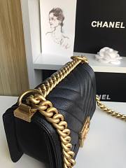 Chanel Iridescent Chevron Grained Leather Boy Flap Black Bag / Gold Hardware 20cm - 6