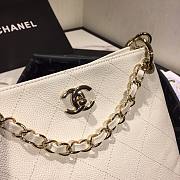 Chanel Button Up Calfskin & Grosgrain Small Hobo Handbag White | A57573  - 3