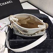 Chanel Button Up Calfskin & Grosgrain Small Hobo Handbag White | A57573  - 4