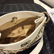Chanel Button Up Calfskin & Grosgrain Small Hobo Handbag White | A57573  - 5