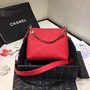 Chanel Button Up Calfskin & Grosgrain Small Hobo Handbag Red | A57573 - 4