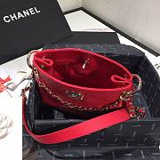 Chanel Button Up Calfskin & Grosgrain Small Hobo Handbag Red | A57573 - 5