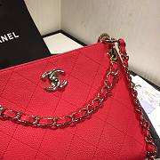 Chanel Button Up Calfskin & Grosgrain Small Hobo Handbag Red | A57573 - 3