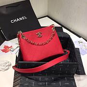 Chanel Button Up Calfskin & Grosgrain Small Hobo Handbag Red | A57573 - 2