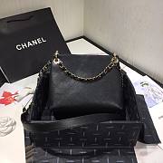 Chanel Button Up Calfskin & Grosgrain Small Hobo Handbag Black | A57573 - 6