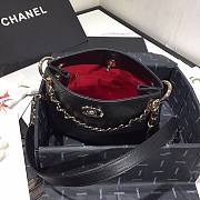 Chanel Button Up Calfskin & Grosgrain Small Hobo Handbag Black | A57573 - 4