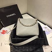 Chanel Button Up Calfskin & Grosgrain Small Hobo Handbag Gray | A57573 - 6