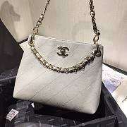 Chanel Button Up Calfskin & Grosgrain Small Hobo Handbag Gray | A57573 - 4