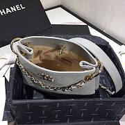 Chanel Button Up Calfskin & Grosgrain Small Hobo Handbag Gray | A57573 - 2