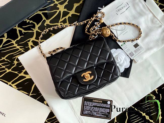 Chanel Lambskin & Gold-Tone Metal Mini Flap Bag Black | AS1786 - 1