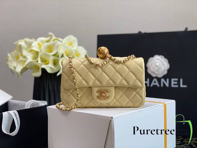 Chanel Lambskin & Gold-Tone Small Metal Flap Bag Yellow | AS1787  - 1