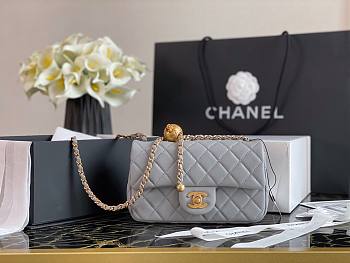 Chanel Lambskin & Gold-Tone Small Metal Flap Bag Gray | AS1787