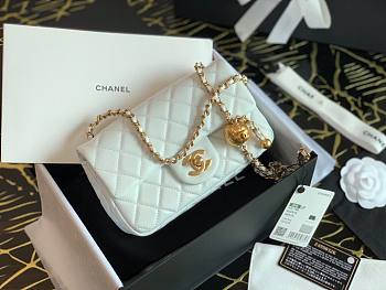 Chanel Lambskin & Gold-Tone Small Metal Flap Bag White | AS1787