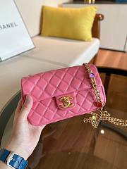 Chanel Lambskin Resin Stones Chain Small Flap Bag Pink | AS2380  - 6