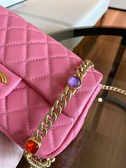 Chanel Lambskin Resin Stones Chain Small Flap Bag Pink | AS2380  - 5