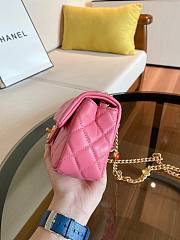 Chanel Lambskin Resin Stones Chain Small Flap Bag Pink | AS2380  - 3