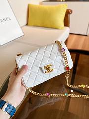 Chanel Lambskin Resin Stones Chain Small Flap Bag White| AS2380 - 5