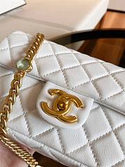 Chanel Lambskin Resin Stones Chain Small Flap Bag White| AS2380 - 3