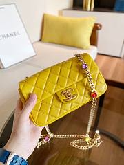 Chanel Lambskin Resin Stones Chain Small Flap Bag Yellow | AS2380 - 6