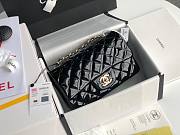 Chanel Quilted Patent Leather Small 20cm Flap Bag Black - 4